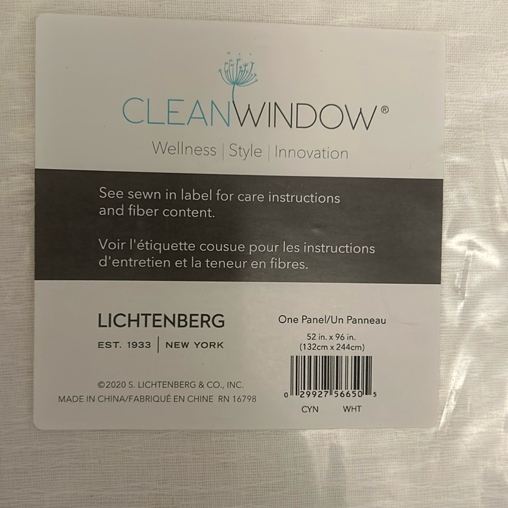 Number 918 Lichtenberg curtain single panel in white, three panels total ￼